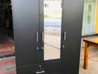 New 3 Door Black Melamine Wardrobes with Mirror