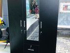 New 3 Door Black Melamine Wardrobes With Mirror .