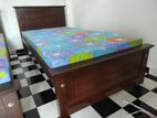 New 6x3 Teak Box Bed With Double Layer Mattress (Eee1)