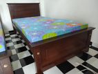 New 6x3 Teak Box Bed With Double Layer Mattress (V7)