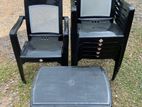 New Black Plastic Chiar Set with Stool