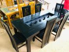 New Black Teak Dining Table with Chair 6.