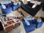 New Box Sofa Fabric Two Tone - With Pillows