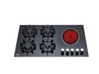 New Euro 5 Burner Tempered Glass Gas Hob + Electric Infrared Cooker