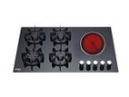 New Euro 5 Burner Tempered Glass Gas Hob with Electric Infrared Cooker