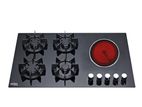 New Euro (Turkey) 5 Burner Tempered Glass Gas Hob with 1 Electric Cooker