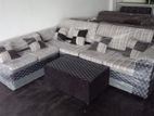 New Fabric L Sofa Set with Stool Pillow