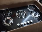 New Five Gas Burner Cooker Hob - Black (Glass Top)