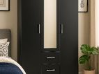 New Melamine 3 Door Black Colour Cupboard 6*4 Ft Wardrobe