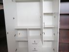 New Melamine White / Black Ash Colour 3 Door Cupboard Wardrobe