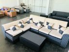 New Modern L Fabric Sofa Set with Stool Pillow