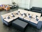 New Modern L Fabric Sofa Set with Stool Pillow