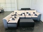 New Modern L Fabric Sofa Set with Stool, Pillow