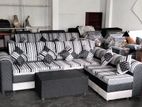 New Modern L Fabric Sofa Set with Stool Pillow