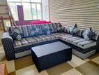 New Modern L Fabric Sofa Set with Stool Pillow