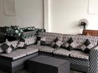 New Modern L Fabric Sofa Set With stool pillow free .