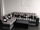 New Modern L Faiber Sofa Set with Stool Pillow