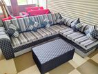 New Modern ( L ) Shape Fabric Sofa Set with Stool Pillow