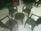 New Plastic 4 Chair with Stool