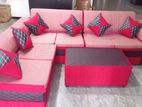 New Red (L) Sofa Set with Stool Pillow