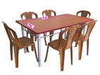 – New Steel Table 64 X 36 & 6 Chairs