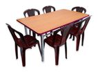 – New Steel Table 64 X 36 & 6 Chairs