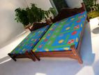 New Teak 72x60 Queen Arch Bed With Double Layer Mattresses