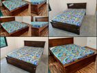 New Teak 72x60 Queen Box Bed With Double Layer Mattresses