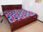 New Teak 72x60 Queen Box Bed With Double Layer Mattresses