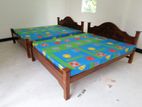 New Teak 72x60 Queen Box Bed with Double Layer Mattresses