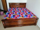 New Teak 72x60 Queen Box Bed with Double Layer Mattresses