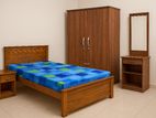 New Teak and Melamine 10 Item Bedroom Set Cupboard Dressing Table Bed