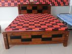 New Teak Box Bed with Double Layer Mattress 6 x 5 ft / 72" 60"