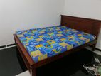 New Teak Box Bed with Double Layer Mattress 6 x 5 ft / 72" 60" queen