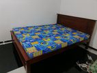 New Teak Box Bed with Double Layer Mattress 72" x 60" / 6 5 ft