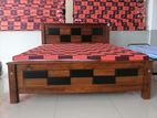 New Teak Box Bed with Double Layer Mattress 72" x 60"