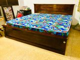 new teak box bed with hybrid mattress