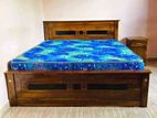 new teak box bed with hybrid mattress queen size