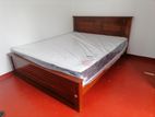 New Teak Box Bed with Spring Mattress 72" X 60" / (6 5) Ft Queen