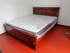 New Teak Box Bed with Spring Mattress 72" X 60" / (6 5) Ft Queen