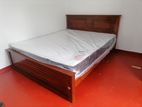 New Teak Box Bed with Spring Mattress 72" X 60" / (6 5) Ft Queen