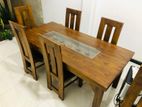 new teak dining teable with 6 chair