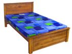 New Teak Double Box Bed with Layer Mattress 72" 48" /( 6 x 4 ft)