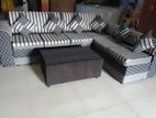 New Two Tone (black) Fabric (l) Sofa Set with Stool Pillow