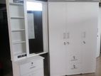 New White Colour 3 Door Wardrobe with Dressing Table Cupboard