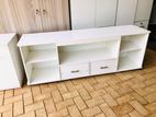 New White Melamine Tv Stand .