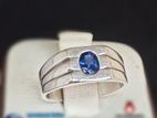 නිල් මැණික්‌ රිදි මුදු Blue Sapphire Gem silver Ring F4