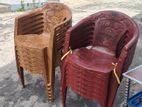 Nippon Plastic Arm Chairs Maroon