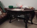 Old Oak Wood Half Moon Table