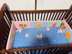 Oak Wooden Cot with Baby Carrier